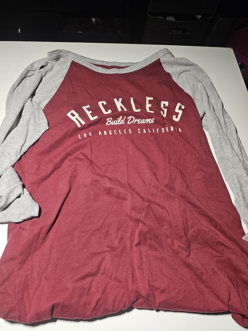 Maroon & Gray Raglan Long Sleeve Top